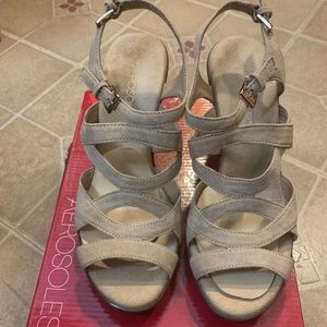 COPY - Aerosoles Tan Suede Open-Toe Sandals, 6.5M